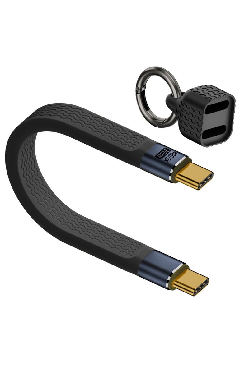 Mini Keychain USB C Cable,PD 3.1 240W Fast Charging & 40Gbps Data Transfer Portable Type C Cord for Carabiner for Phone, Mobile Power,Laptop(Black) - Image 1
