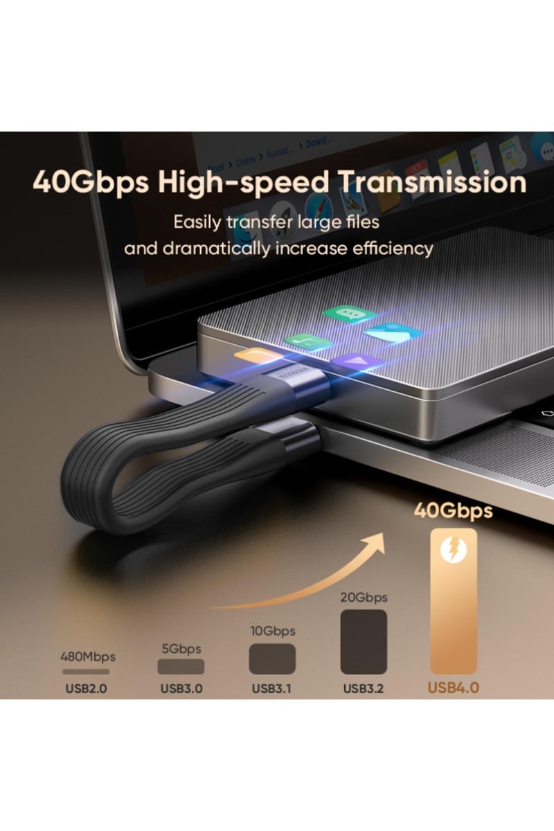 Mini Keychain USB C Cable,PD 3.1 240W Fast Charging & 40Gbps Data Transfer Portable Type C Cord for Carabiner for Phone, Mobile Power,Laptop(Black) - Image 3