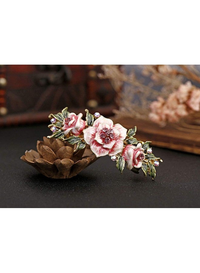 سوبيربليس مشبك شعر نسائي رائع على شكل زهرة لحفلات الزفاف من حجر الراين مشبك شعر عتيق كريستالات معدنية مشابك شعر فرنسية إكسسوارات للشعر (أحمر) - Image 2