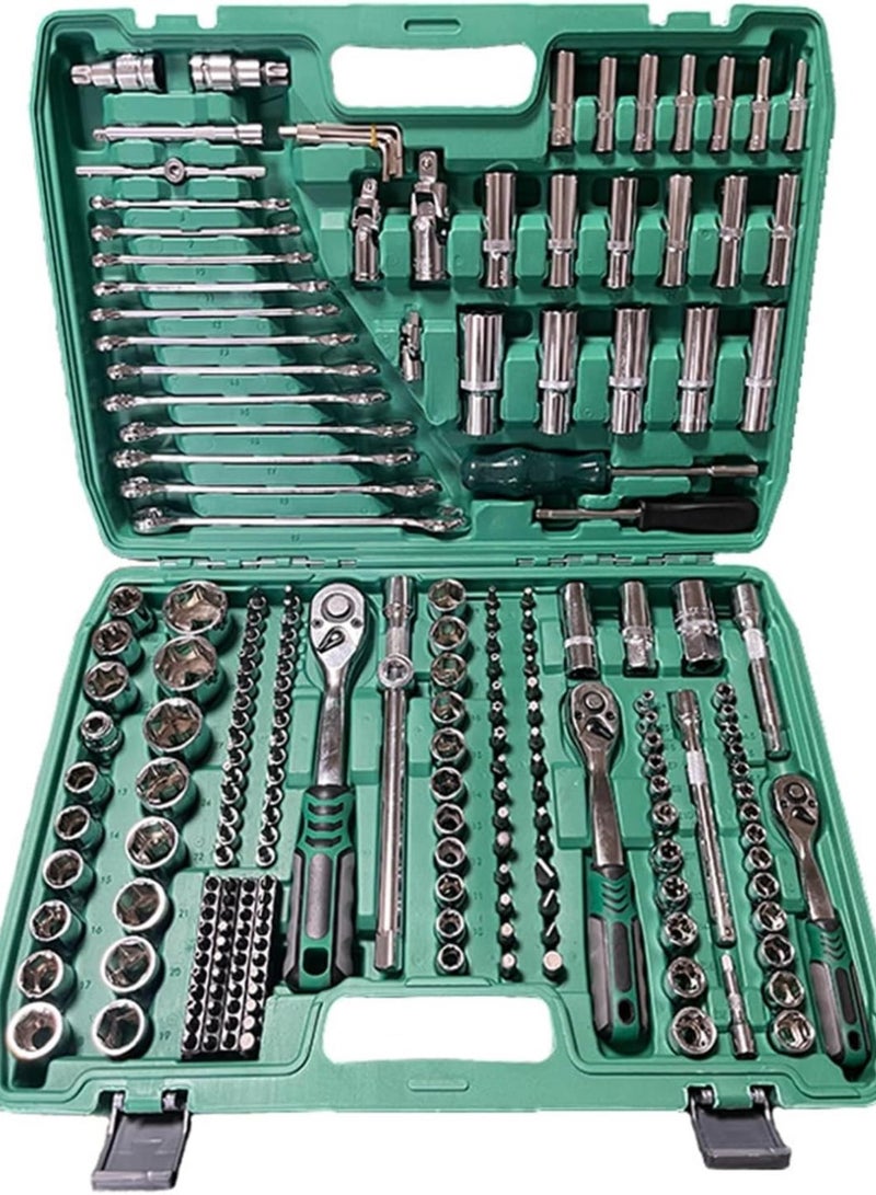 GGOOT 216pcs Combination Drill Bit Set with 72-Tooth, Socket Wrench Hardware Tool Chromium-Vanadium Steel Ratchet Wrench  - Image 1
