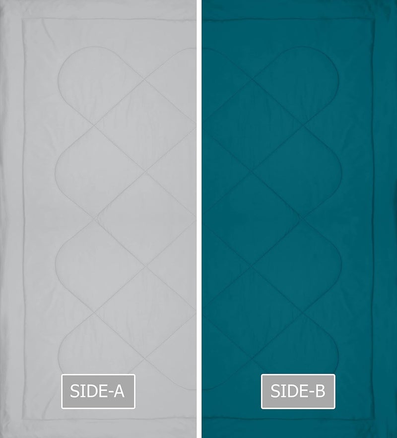 KEA Microfibre Reversible Double Bed King Size ComforterDuvet for All WeatherCyan Grey 250 GSMComforter Double - Image 5