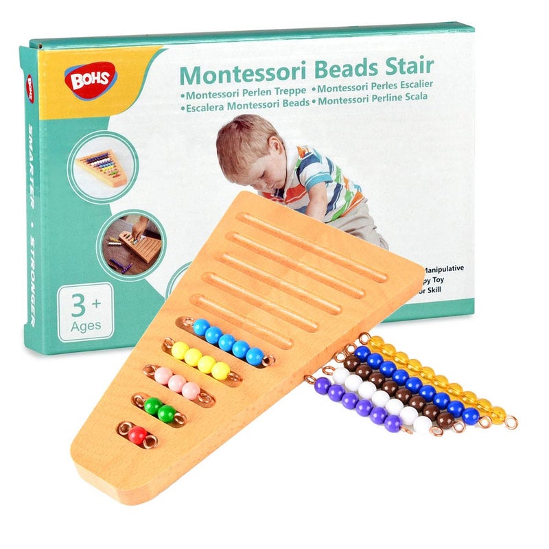 BOHS Montessori 1-10 Bead Stair with Holder - Montessori Math Manipulatives Materials - Preschool Learning Educational Toys - Image 1