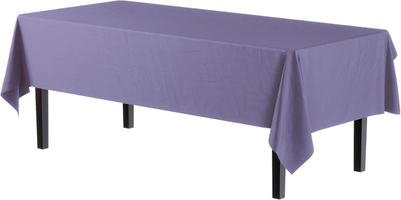 Exquisite 12-Pack Premium Plastic Tablecloth 54in. x 108in. Rectangle Table Cover - Lavender - Image 2