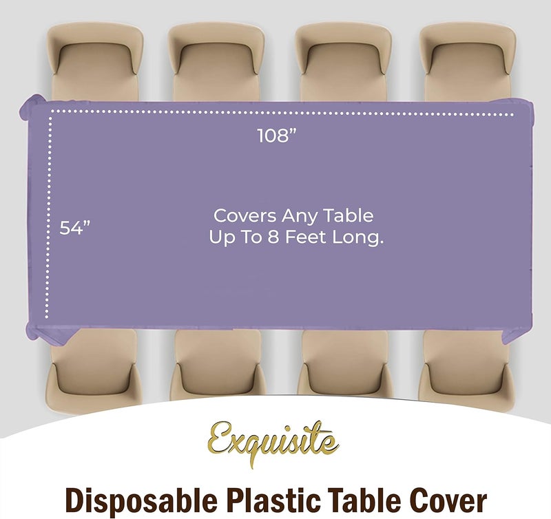 Exquisite 12-Pack Premium Plastic Tablecloth 54in. x 108in. Rectangle Table Cover - Lavender - Image 4