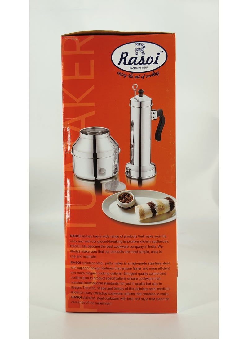 Rasoi Magic Rasoi Stainless Steel Puttu Maker with Pot + 1kg Puttu powder - Stainless Steel Food Grade Material | Dishwasher Safe, Bakelite Knob & Sturdy Handle | Stainless Steel Stick | Compatible With Hot Plate, Halogen, Gas, & Induction Tops Stainless Steel - Image 2