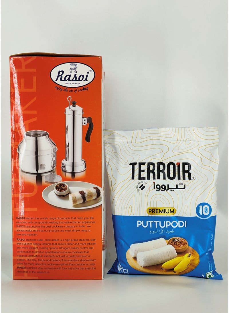 Rasoi Magic Rasoi Stainless Steel Puttu Maker with Pot + 1kg Puttu powder - Stainless Steel Food Grade Material | Dishwasher Safe, Bakelite Knob & Sturdy Handle | Stainless Steel Stick | Compatible With Hot Plate, Halogen, Gas, & Induction Tops Stainless Steel - Image 3