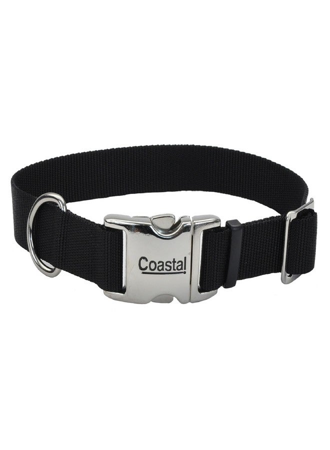 Coastal Pet Adjustable Dog Collar with Metal Buckle - Comfortable Fade-Resistant Dog Collar with Snap Lock - Perfect for Walking & Tie Outs - Black, 3/4" x 14" x 20" - Image 1