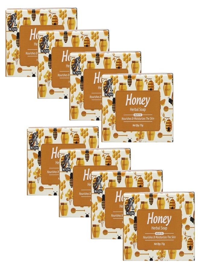 7TH AJMA Honey Handmade Soap - Natural Herbal Soap for Soft, Moisturized, and Radiant Skin, 75g (Pack of 8) - Image 1