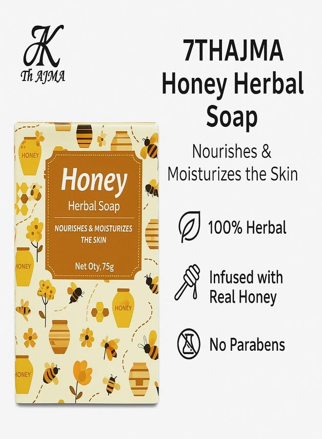 7TH AJMA Honey Handmade Soap - Natural Herbal Soap for Soft, Moisturized, and Radiant Skin, 75g (Pack of 8) - Image 4
