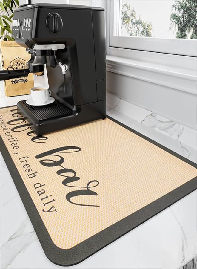 HotLive Coffee Mat - Coffee Bar Mat for Countertops | Coffee Bar Accessories Fit Under Coffee Maker Espresso Machine | Absorbent Hide Stain Rubber Backed Dish Drying Mat for Kitchen Counter