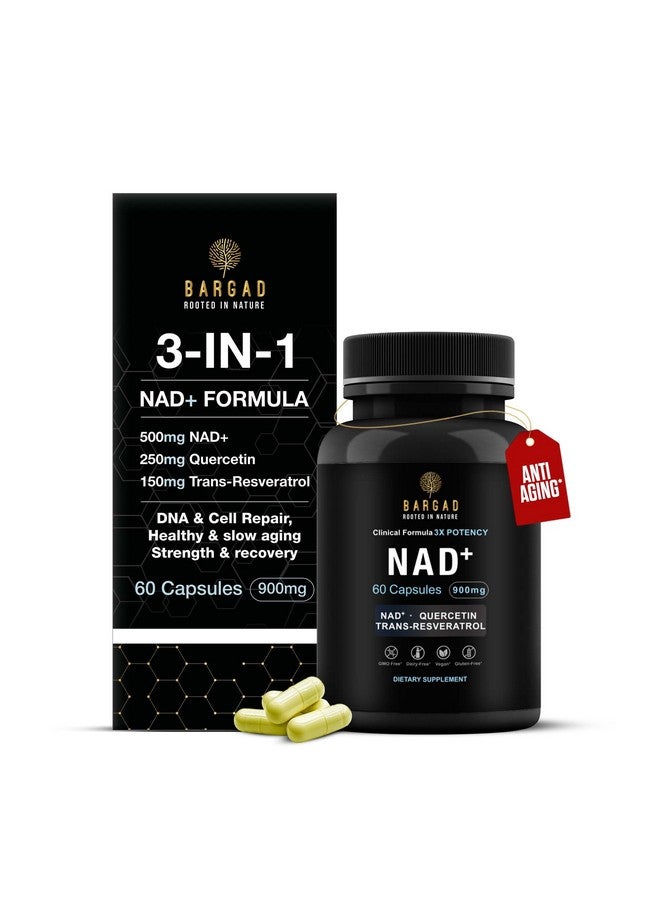 BARGAD NAD+ Supplement for Anti Aging & Cell Regeneration | NMN Supplement Alternative - NAD with Resveratrol & Quercetin | Boosts Mitochondrial Health, Mental Clarity & Vitality | 60 Count | for Women & Men - Image 1