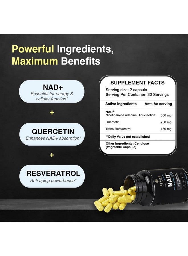 BARGAD NAD+ Supplement for Anti Aging & Cell Regeneration | NMN Supplement Alternative - NAD with Resveratrol & Quercetin | Boosts Mitochondrial Health, Mental Clarity & Vitality | 60 Count | for Women & Men - Image 5