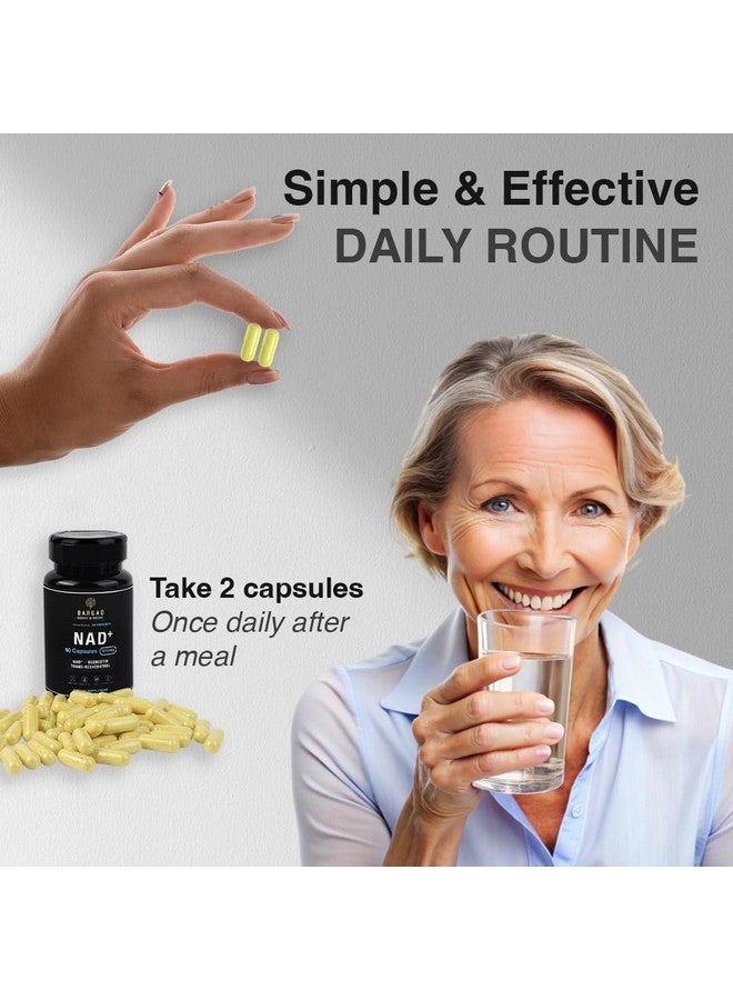 BARGAD NAD+ Supplement for Anti Aging & Cell Regeneration | NMN Supplement Alternative - NAD with Resveratrol & Quercetin | Boosts Mitochondrial Health, Mental Clarity & Vitality | 60 Count | for Women & Men - Image 2