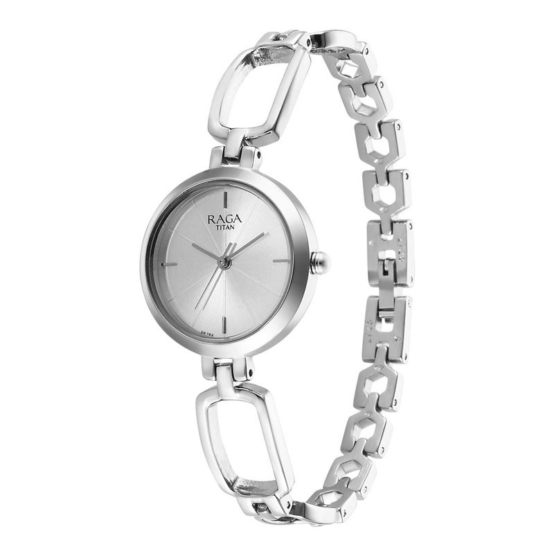 Titan Raga Silver Dial Metal Strap Analog Watch for Women - Silver Bracelet (2725SM01) - Image 3