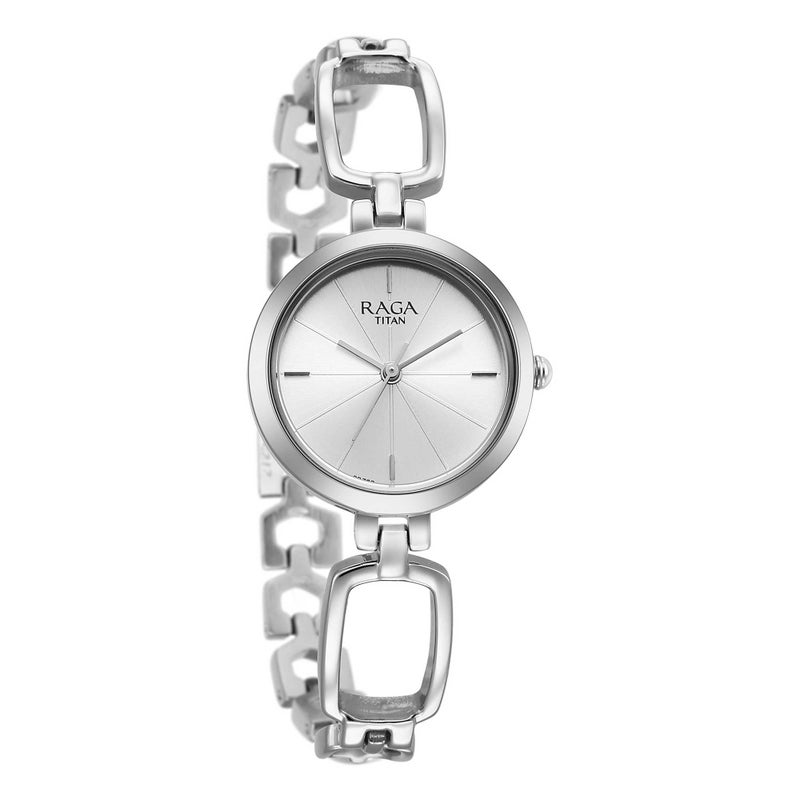 Titan Raga Silver Dial Metal Strap Analog Watch for Women - Silver Bracelet (2725SM01) - Image 2