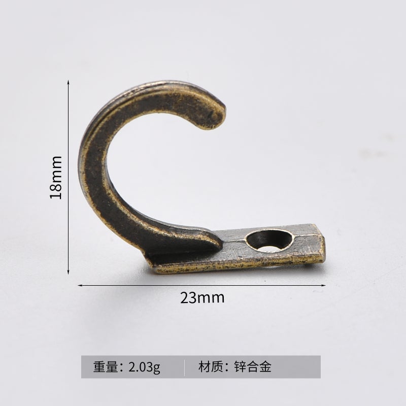 Jingmao-600 Antique Alloy Small Hook Single Row Hook Single Hole Hook Mini Hook Clothes Hook Wall Hook Extra Small Single Hook - Image 1