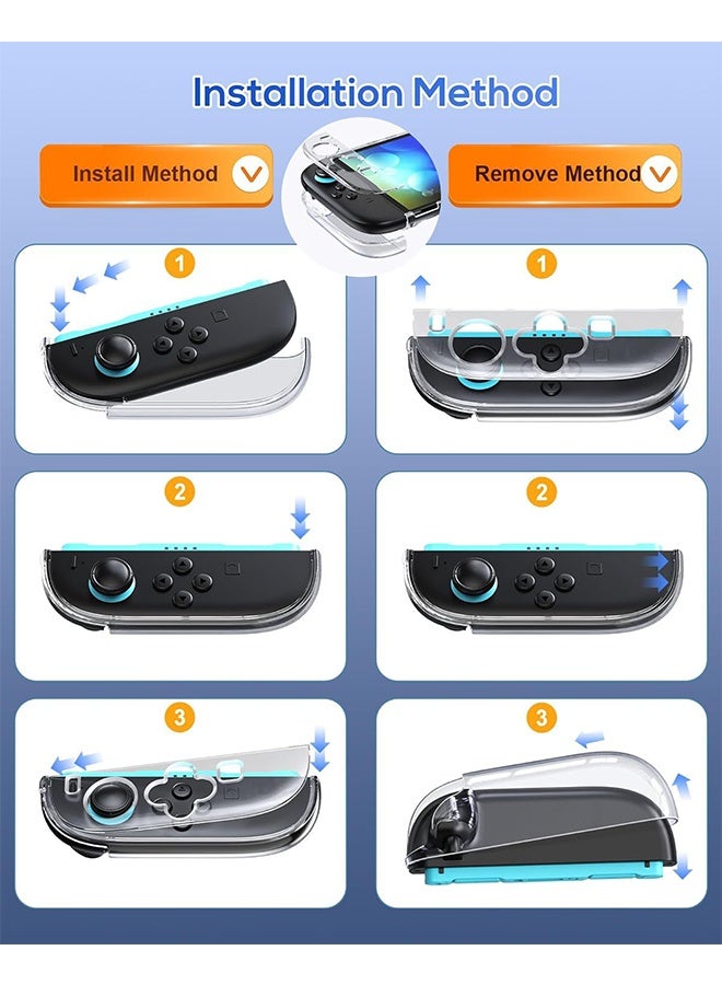 دوبي حالة كريستال واضحة قابلة للوصول لنينتندو سويتش 2 حالة (2025) ، غطاء قبضة TPU الناعم لجوي كون ، غطاء قبضة مع امتصاص الصدمات ، مكافحة الخدش - شفاف - Image 4