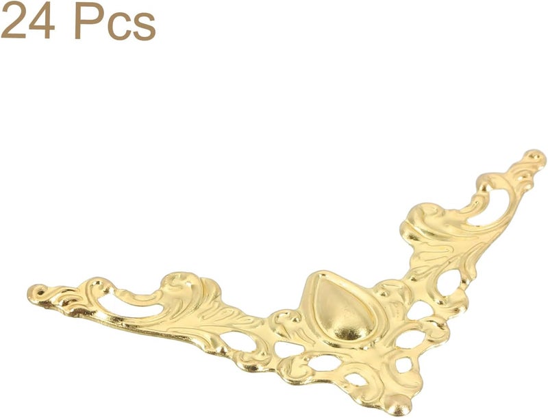 uxcell Metal Corner Protector Furniture Decorative Edge Cover Album Corner Protectors Covers for Box Wooden Case Table Desk 24 Pcs Yellow - Image 3