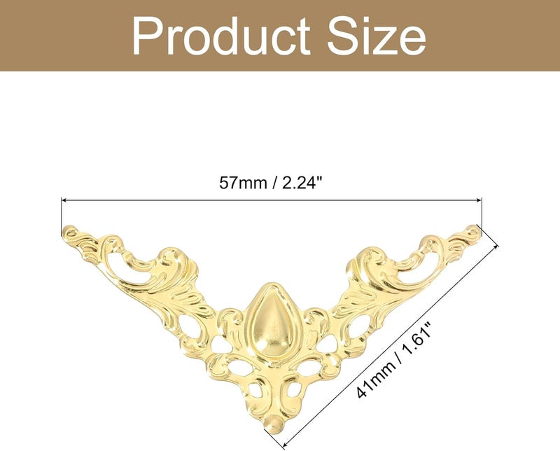 uxcell Metal Corner Protector Furniture Decorative Edge Cover Album Corner Protectors Covers for Box Wooden Case Table Desk 24 Pcs Yellow - Image 2