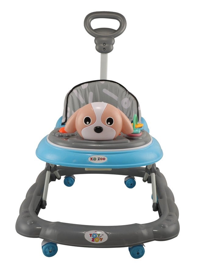 JoyRide Kidzoo BabyGo Musical Puppy Walker Compact Foldable Activity Walker with Adjustable Height & Parental Handle for Boys|Girls Age 6+ Months Blue - Image 2