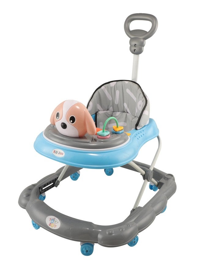 JoyRide Kidzoo BabyGo Musical Puppy Walker Compact Foldable Activity Walker with Adjustable Height & Parental Handle for Boys|Girls Age 6+ Months Blue - Image 1