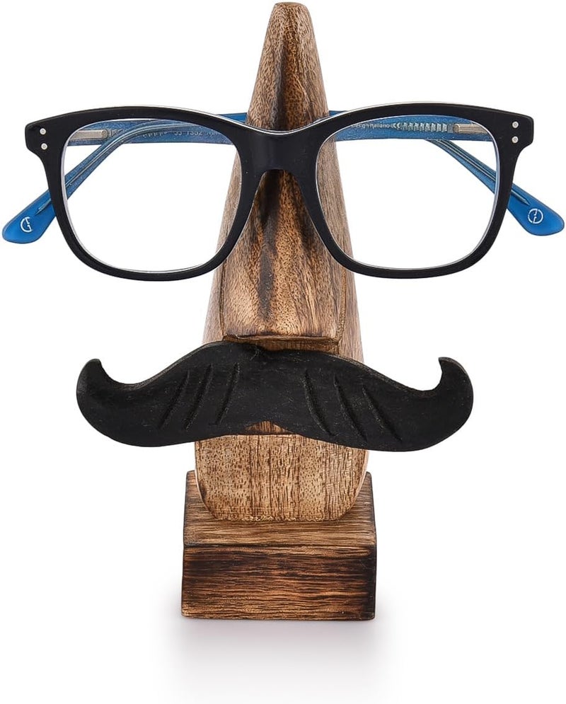 Nirvana Class NIRMAN Wooden Eyeglass Spectacle Holder Handmade Nose Shaped Stand for Office Desk Home Decor Gifts (2" x 2" x 6") - Image 1