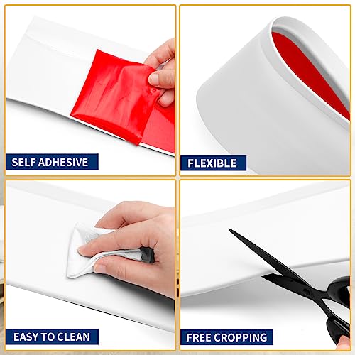 Heonay Flexible Baseboard Molding Trim 4 Inch Self-Adhesive Vinyl Wall Base Peel and Stick Cove Base Rubber Wall Baseboard Moulding Trim (20Ft, White) - Image 3