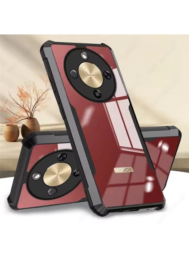 حافظة لهاتف Honor X9d 5G غلاف خلفي صلب شفاف من PC مع إطار TPU أسود مقاوم للصدمات حماية عدسة الكاميرا مقاومة للصدمات بزاوية 360 درجة غلاف شفاف لهاتف Honor X9d 5G - Image 1