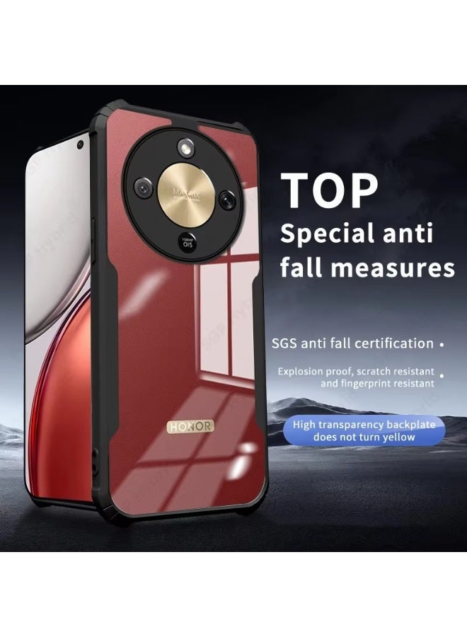 حافظة لهاتف Honor X9d 5G غلاف خلفي صلب شفاف من PC مع إطار TPU أسود مقاوم للصدمات حماية عدسة الكاميرا مقاومة للصدمات بزاوية 360 درجة غلاف شفاف لهاتف Honor X9d 5G - Image 2