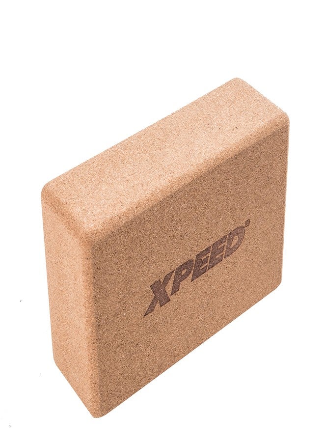 XPEED مكعب يوغا فاخر صديق للبيئة من إكسبيد || مكعب يوغا ثقيل من الفلين الطبيعي || إسفين لدعم المعصم || حواف مريحة ومُصممة بشكل انسيابي || ملحقات رياضية للنساء والرجال (عبوة من قطعة واحدة) - Image 1