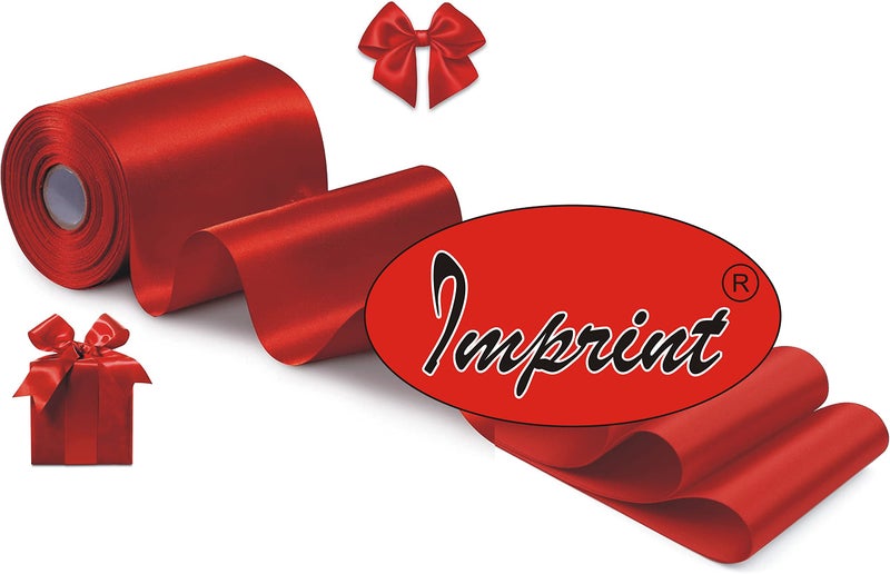 IMPRINT Red Satin Ribbon 4 Inch Wide 10 Meter in Length, Thick Ribbon for A Grand Opening Business Ribbon Cuttings Ceremony Bow Wedding Chairs Pageant Sashes Christmas Festival Decor - Image 2