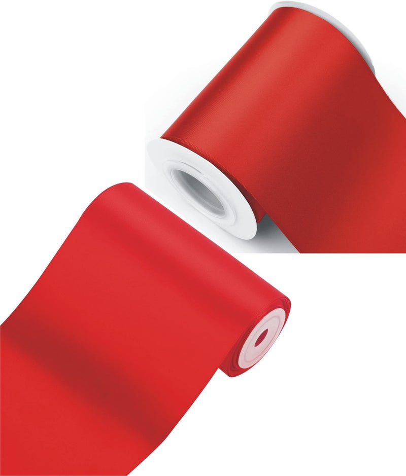 IMPRINT Red Satin Ribbon 4 Inch Wide 10 Meter in Length, Thick Ribbon for A Grand Opening Business Ribbon Cuttings Ceremony Bow Wedding Chairs Pageant Sashes Christmas Festival Decor - Image 3