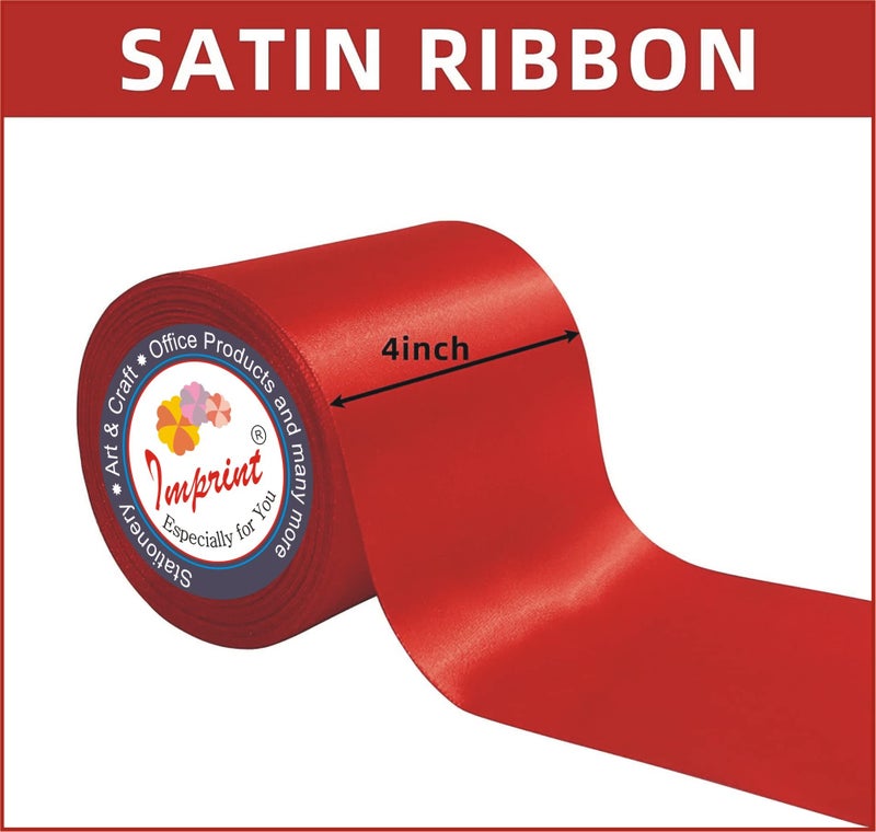 IMPRINT Red Satin Ribbon 4 Inch Wide 10 Meter in Length, Thick Ribbon for A Grand Opening Business Ribbon Cuttings Ceremony Bow Wedding Chairs Pageant Sashes Christmas Festival Decor - Image 4