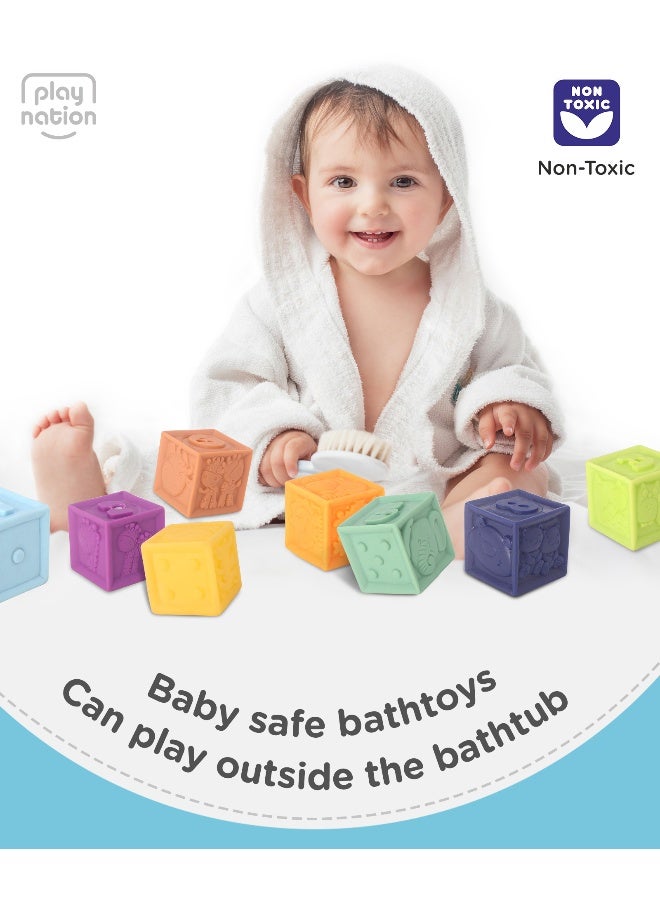PlayNation Play Nation Squeeze Toy Set 8Pieces - Bath Toys, Non-Toxic, Motor Skills Development, 3M+ - Image 3