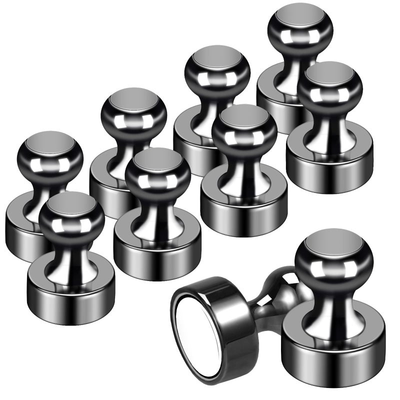 GOOZADA 10Pack Fridge Magnet Adults Refrigerator Magnets Strong Metal Whiteboard Magnets Small Round Magnets Set for Fridge Whiteboard Locker Dry Erase Board in Kitchen Office Home Black - Image 1
