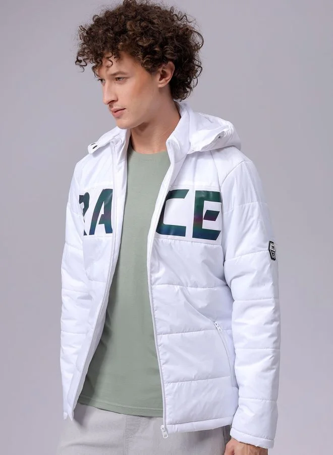 The Indian Garage Co Men Slim Fit Graphic Puffer Jackets