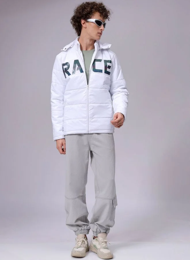 The Indian Garage Co Men Slim Fit Graphic Puffer Jackets