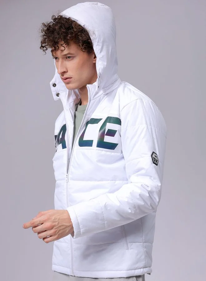 The Indian Garage Co Men Slim Fit Graphic Puffer Jackets