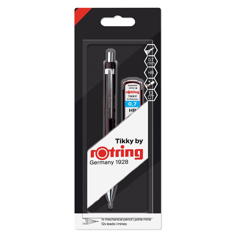 Rotring Rotring 1904814, Tikky Mechanical Pencil with Color Code 0,7 0mm, Black Body, 0.7mm Leads  - Image 1