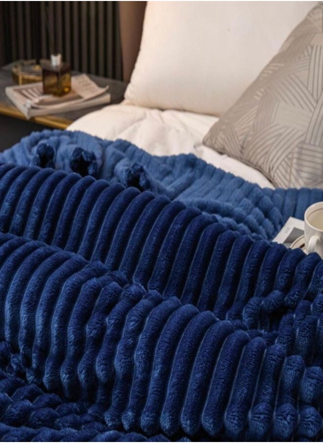 LUNA Home Throw Striped Blanket Super Soft, Blue Color  - Image 2