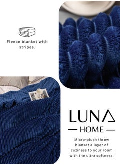 LUNA Home Throw Striped Blanket Super Soft, Blue Color  - Image 4