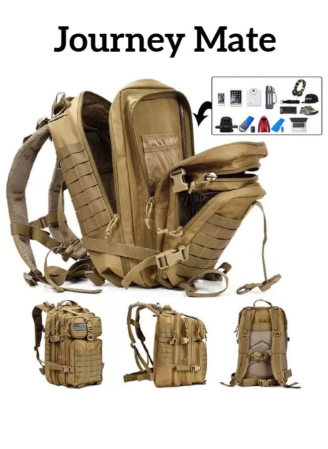 Journey Mate 50L Tactical Backpack Fishing Outdoor Mountaineering Hiking Camping Multi-Function Backpack Rucksack Khaki  - Image 3