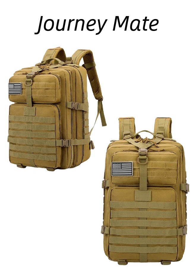 Journey Mate 50L Tactical Backpack Fishing Outdoor Mountaineering Hiking Camping Multi-Function Backpack Rucksack Khaki  - Image 1