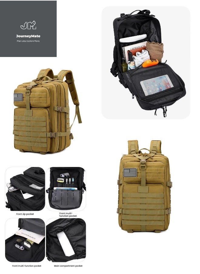Journey Mate 50L Tactical Backpack Fishing Outdoor Mountaineering Hiking Camping Multi-Function Backpack Rucksack Khaki  - Image 4