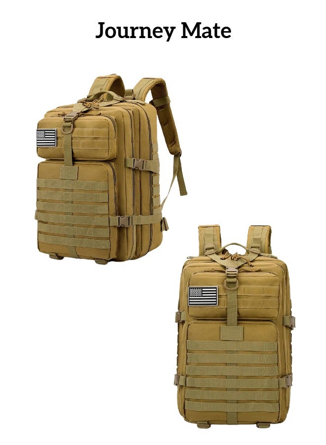 Journey Mate 50L Tactical Backpack Fishing Outdoor Mountaineering Hiking Camping Multi-Function Backpack Rucksack Khaki  - Image 1
