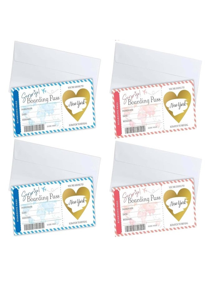 xinxingin 4 Pcs Greeting Card, Holiday Scratch Card Reveal for Surprise Trips, Boarding Pass Scratch Card with Envelopes, Perfect for Anniversary and Family Vacation Announcements - Image 1