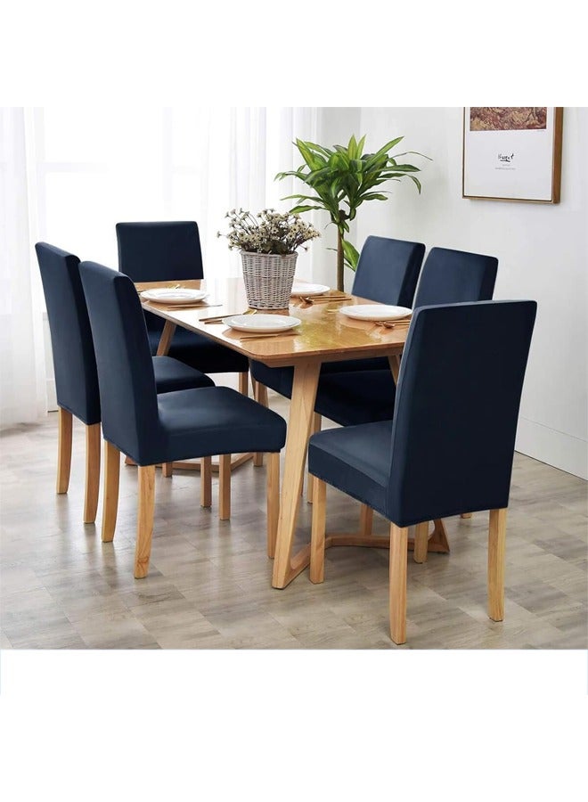 DUNISO 4 Pcs Dining Chair Covers，Soft Washable Velvet Dining Chair Cover,Stretch Chair Protectors Covers,for Home,Kitchen,Restaurant,Banquet,Party，Navy Blue  - Image 1
