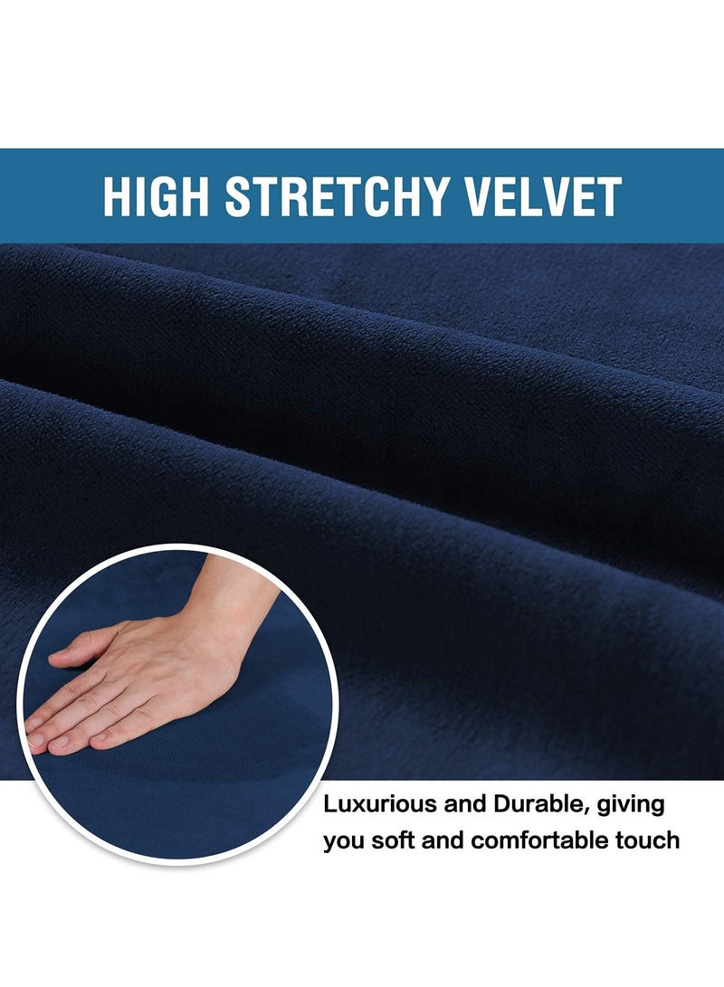 DUNISO 4 Pcs Dining Chair Covers，Soft Washable Velvet Dining Chair Cover,Stretch Chair Protectors Covers,for Home,Kitchen,Restaurant,Banquet,Party，Navy Blue  - Image 4