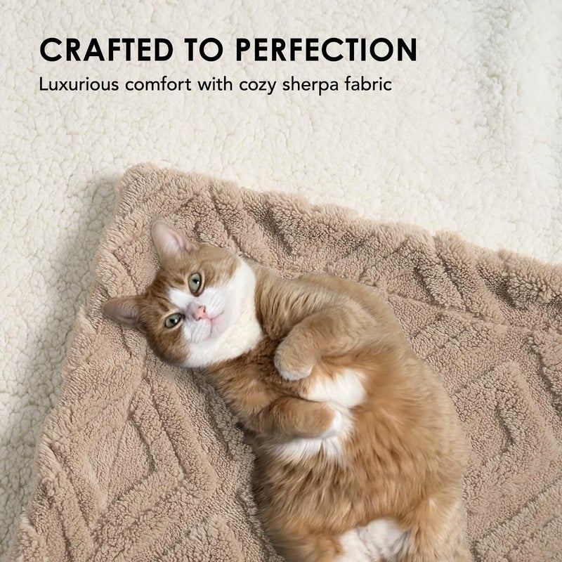 EVERGRACE Jacquard Boho Sherpa Fleece Throw Blanket for Couch  Super Soft Cozy Fuzzy Plush Blankets for Winter  Reversible Thick Warm Blanket for Bed  Sofa  Living Room  Khaki Tan  50"" x 60"" - Image 5