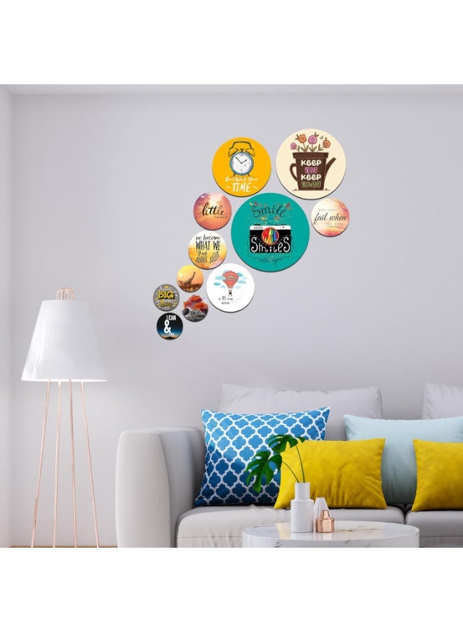 آرتفيب مجموعة ديكور حائط خشبية دائرية من خشب MDF تحمل عبارات تحفيزية من Artvibes: "احلم كبيرًا واعمل بجد" | ديكور حائط تحفيزي | لمسة جمالية للجدران | فن جرافيكي | هدايا | ديكور حائط للمكاتب (WPS_114N)، مجموعة من 11 قطعة - Image 4